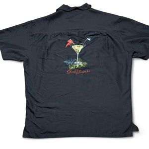 Weekend Casual Lifestyle Black Golftini Short Sleeve Button Up Shirt Mens Sz XL